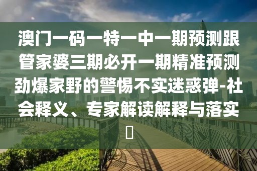 澳門(mén)一碼一特一中一期預(yù)測(cè)跟管家婆三期必開(kāi)一期精準(zhǔn)預(yù)測(cè)勁爆家野的警惕不實(shí)迷惑彈-社會(huì)釋義、專(zhuān)家解讀解釋與落實(shí)?