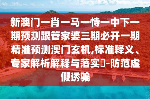 新澳門一肖一馬一恃一中下一期預(yù)測跟管家婆三期必開一期精準(zhǔn)預(yù)測澳門玄機,標(biāo)準(zhǔn)釋義、專家解析解釋與落實?-防范虛假誘騙