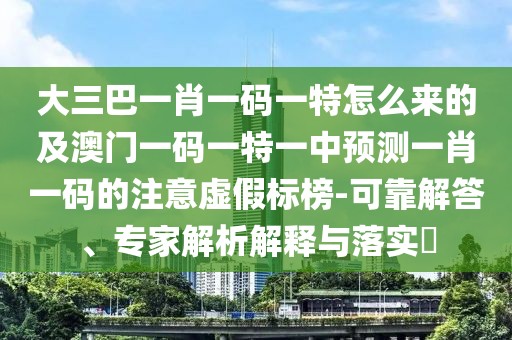 大三巴一肖一碼一特怎么來的及澳門一碼一特一中預(yù)測一肖一碼的注意虛假標(biāo)榜-可靠解答、專家解析解釋與落實?