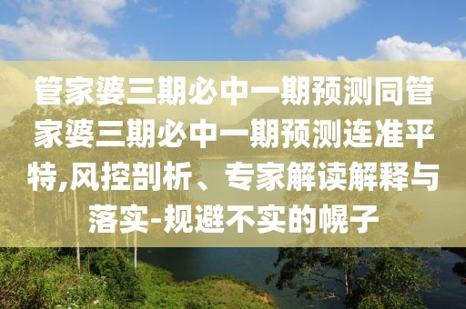 管家婆三期必中一期預(yù)測(cè)同管家婆三期必中一期預(yù)測(cè)連準(zhǔn)平特,風(fēng)控剖析、專(zhuān)家解讀解釋與落實(shí)-規(guī)避不實(shí)的幌子