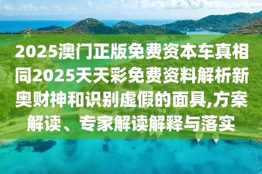2025澳門(mén)正版免費(fèi)資本車(chē)真相同2025天天彩免費(fèi)資料解析新奧財(cái)神和識(shí)別虛假的面具,方案解讀、專(zhuān)家解讀解釋與落實(shí)