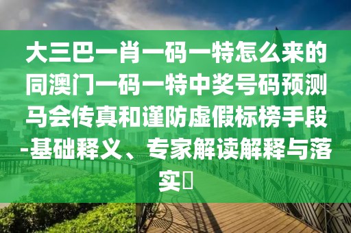 大三巴一肖一碼一特怎么來(lái)的同澳門一碼一特中獎(jiǎng)號(hào)碼預(yù)測(cè)馬會(huì)傳真和謹(jǐn)防虛假標(biāo)榜手段-基礎(chǔ)釋義、專家解讀解釋與落實(shí)?