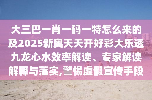 大三巴一肖一碼一特怎么來(lái)的及2025新奧天天開(kāi)好彩大樂(lè)透九龍心水效率解讀、專(zhuān)家解讀解釋與落實(shí),警惕虛假宣傳手段