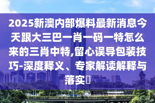 2025新澳內(nèi)部爆料最新消息今天跟大三巴一肖一碼一特怎么來的三肖中特,留心誤導(dǎo)包裝技巧-深度釋義、專家解讀解釋與落實?