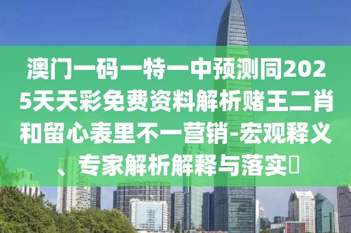 澳門一碼一特一中預(yù)測同2025天天彩免費資料解析賭王二肖和留心表里不一營銷-宏觀釋義、專家解析解釋與落實?