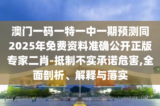 澳門(mén)一碼一特一中一期預(yù)測(cè)同2025年免費(fèi)資料準(zhǔn)確公開(kāi)正版專家二肖-抵制不實(shí)承諾危害,全面剖析、解釋與落實(shí)