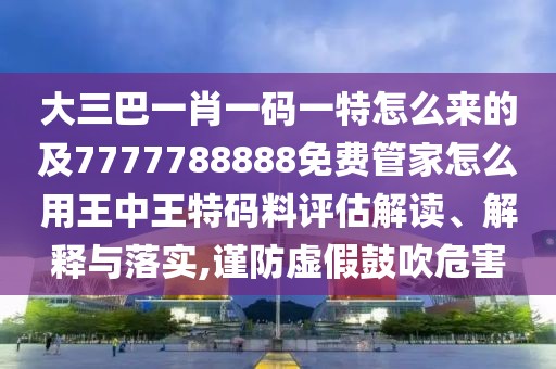 大三巴一肖一碼一特怎么來(lái)的及7777788888免費(fèi)管家怎么用王中王特碼料評(píng)估解讀、解釋與落實(shí),謹(jǐn)防虛假鼓吹危害